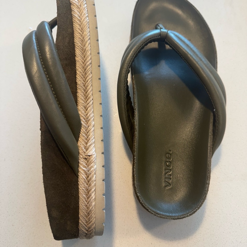 Vince Dark Green Leather Footwear - Picture 2 of 8